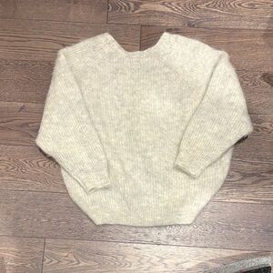 ba&sh Cream Crewneck Mohair Blend Sweater